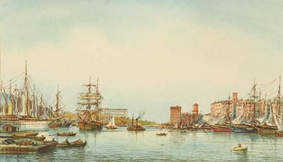 Inside the port of Marseilles by Émile Henry - Auction record, sale price, and art valuation. Compare with similar artists and explore comparable artworks.