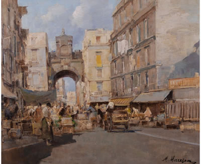 An Italian street market scene