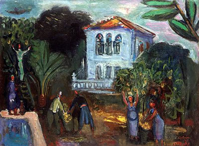 Orchard in Neve Zedek, Orange-picking