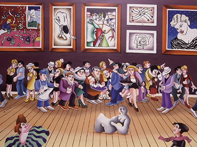 Sample artwork by Yuval Mahler (Born 1951), known for satirical, humourous, high colored figurative painting and sculpture - View similar artists and auction records