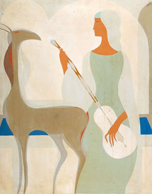 Young Woman and Doe