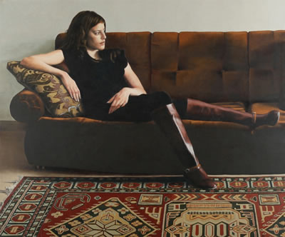 Young Woman with Leather Boots