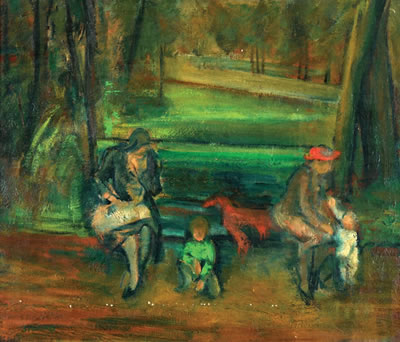 Women and Children on a Park Bench
