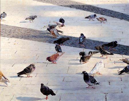 Pigeons in the Square by Iftah Dori - Auction record, sale price, and art valuation. Compare with similar artists and explore comparable artworks.