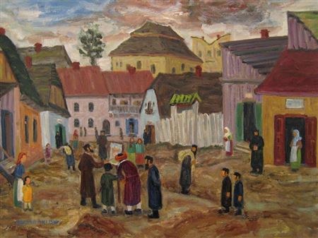 Shtetl by Samuel Vodnitski - Auction record, sale price, and art valuation. Compare with similar artists and explore comparable artworks.