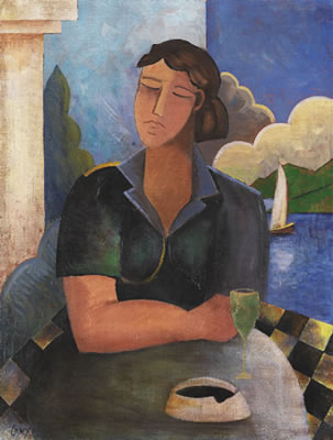 Portrait de femme au verre