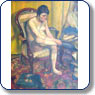 Femme enfilant son bas