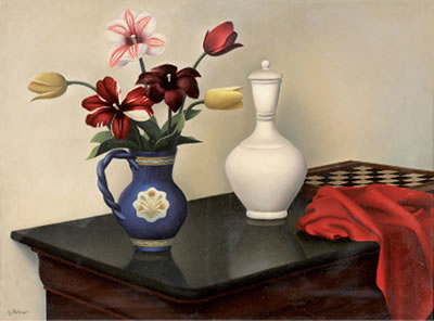 Pichet de fleurs, vase blanc et jeu de dames by Georges Rohner - Auction record, sale price, and art valuation. Compare with similar artists and explore comparable artworks.