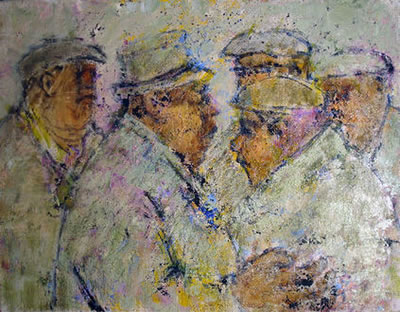 Crowd of men in green by René Galant - Auction record, sale price, and art valuation. Compare with similar artists and explore comparable artworks.