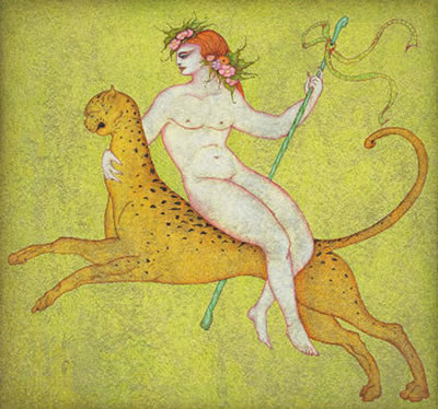 Femmes chevauchant des léopards (a pair)