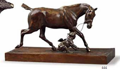 Cheval trottant accompagné d'un chien tenant ses rênes by Auguste Vimar - Auction record, sale price, and art valuation. Compare with similar artists and explore comparable artworks.