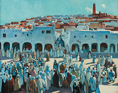 LE MARCHÉ DE GHARDAÏA. by Maurice Bouviolle - Auction record, sale price, and art valuation. Compare with similar artists and explore comparable artworks.