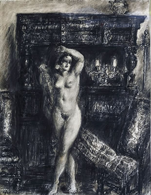 Nu debout dans un intérieur
