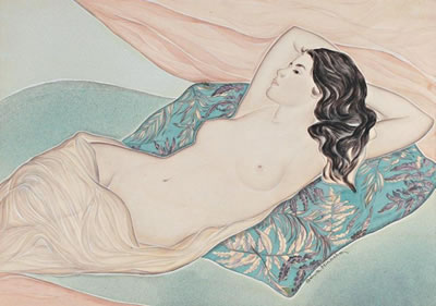 Femme allongée sur un coussin by Genia Semenovna Hadji-Minache - Auction record, sale price, and art valuation. Compare with similar artists and explore comparable artworks.