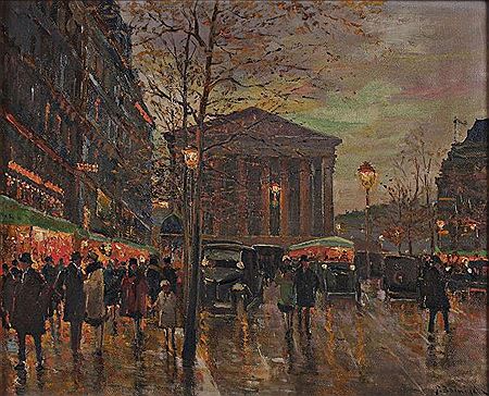 La place de la Madeleine de nuit