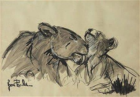 Lioness with her ??little by Jean Poulain - Auction record, sale price, and art valuation. Compare with similar artists and explore comparable artworks.
