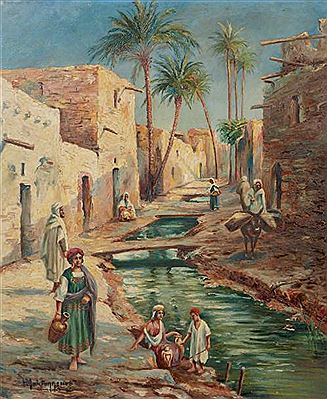 VILLAGEOIS AU BORD D'UN OUED PEASANTS NEAR A WADI