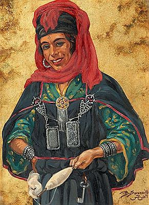 FEMME KABYLE AU VOILE ROUGE A KABYLE WOMAN WITH A RED VEIL
