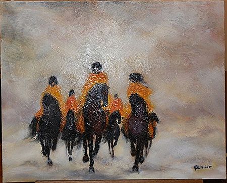 Cavaliers dans la brume by Claude Quiesse - Auction record, sale price, and art valuation. Compare with similar artists and explore comparable artworks.