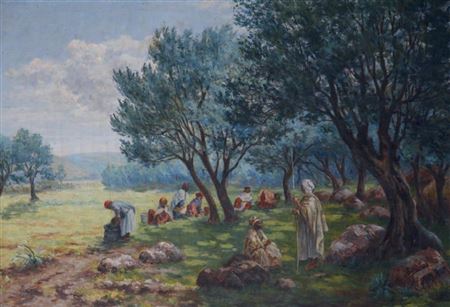 FEMMES À LA CUEILLETTE DES OLIVES by Alcide Bariteau - Auction record, sale price, and art valuation. Compare with similar artists and explore comparable artworks.