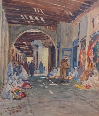 SOUQ DE FEMMES MARCHANDES D'ÉTOFFES