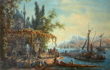 ANIMATION À CONSTANTINOPLE SUR LES RIVES DU BOSPHORE EN 1867 by Auguste Étienne Mayer - Auction record, sale price, and art valuation. Compare with similar artists and explore comparable artworks.