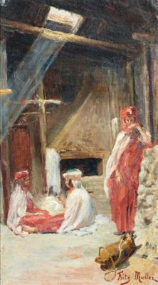 Sample artwork by Fritz Muller (1867 - 1926), known for orientalist figure, genre painting - View similar artists and auction records
