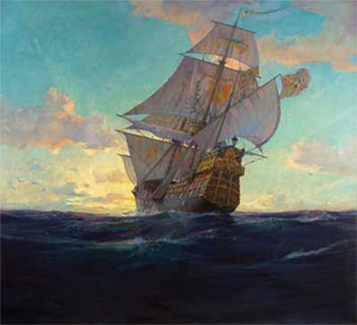 Spanish Galleon by John Prentiss Benson - Auction record, sale price, and art valuation. Compare with similar artists and explore comparable artworks.