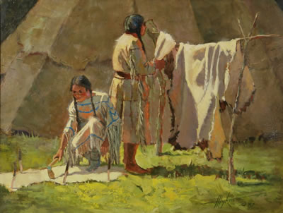 Tanning Hides by Harold Hopkinson - Auction record, sale price, and art valuation. Compare with similar artists and explore comparable artworks.