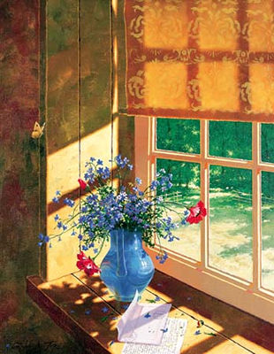 Blue Vase on The Window Sill