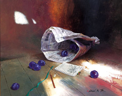 Still life with plums