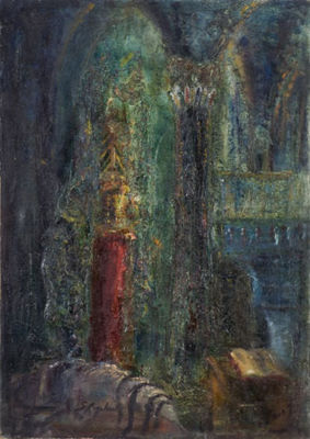Synagogue interior by Zvi Raphaeli - Auction record, sale price, and art valuation. Compare with similar artists and explore comparable artworks.