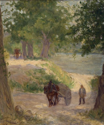 Carriage in forest