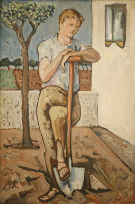 Chalutz resting from work in a field