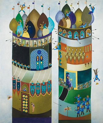 Sample artwork by David Sharir (Born 1938), known for religious imagery and whimsical subject painting - View similar artists and auction records