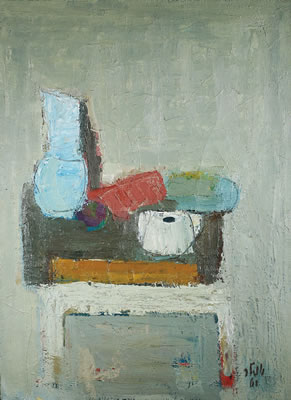 Sample artwork by Shmuel Tepler (1918 - 1998), known for abstract still-life painting - View similar artists and auction records