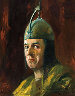 Portrait of Adolf Behrmann: Self Portrait with Iron Helmet, 1936