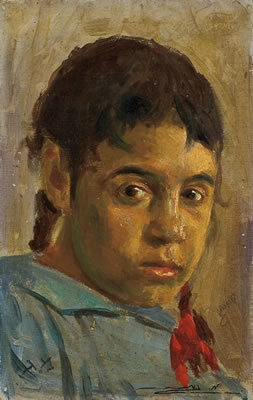 Girl with red ribbon