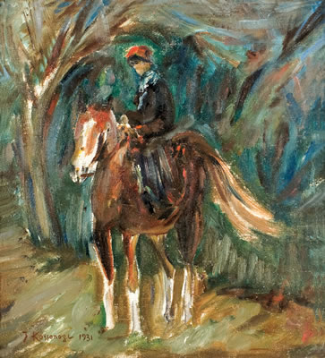 A boy riding a horse