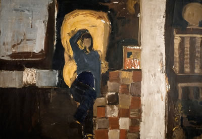 Interior with figure
