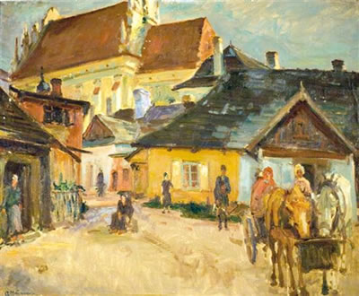 Shtetl in Poland by Abraham Neumann - Auction record, sale price, and art valuation. Compare with similar artists and explore comparable artworks.