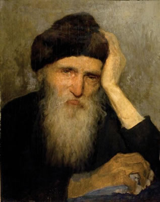 An old man with a fur hat