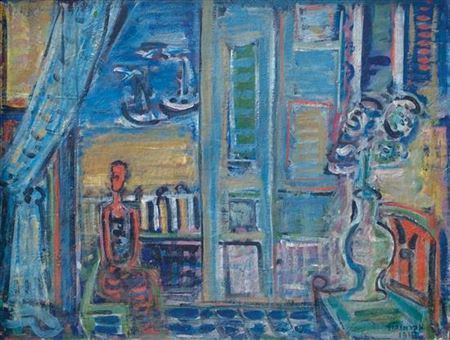 (Double sided painting) Woman in interior (recto) , Still Life, 1947-52 (verso)