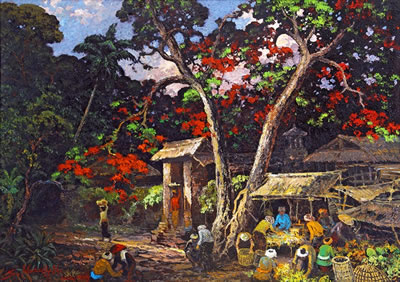Pasar Desa Ubud Bali,1989 by Soedjono Abdullah - Auction record, sale price, and art valuation. Compare with similar artists and explore comparable artworks.