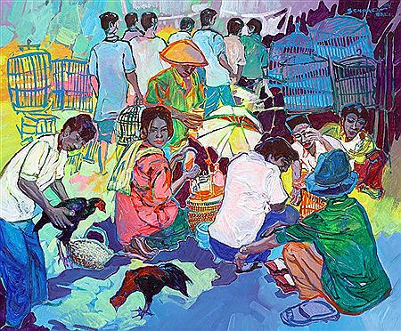 Bird Market in Jogya, 2004 by Sen Pao - Auction record, sale price, and art valuation. Compare with similar artists and explore comparable artworks.