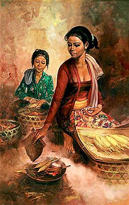 Pedagang Jagung Bakar, 1973 by Rustamadji - Auction record, sale price, and art valuation. Compare with similar artists and explore comparable artworks.