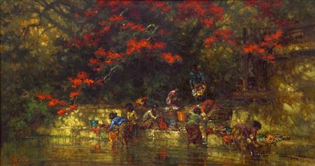 Mencuci di Sungai by R Hadi - Auction record, sale price, and art valuation. Compare with similar artists and explore comparable artworks.