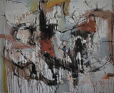 Sample artwork by Sabri Salleh (Born 1966), known for abstract forms and rich textures - View similar artists and auction records