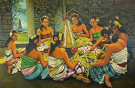 Offering Preparation in Bali