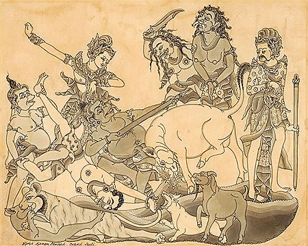 Wasista Di Paksa Menyerahkan Lembu Nandini by Gusti Nyoman Lempad - Auction record, sale price, and art valuation. Compare with similar artists and explore comparable artworks.